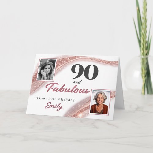 90 and Fabulous Rose Gold Photo 90th Birthday