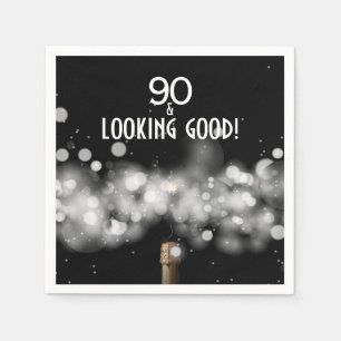 90 and Looking Good Champagne Party Napkins