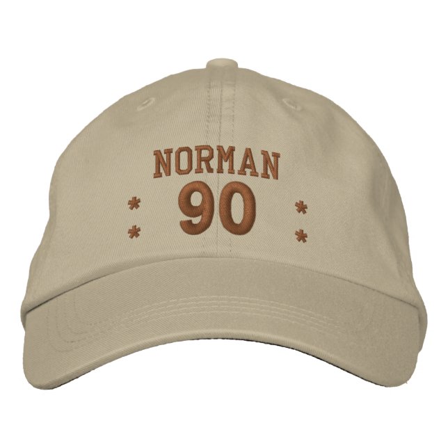 90 Birthday Custom Name STONE and PENNY V01F3 Embroidered Baseball Hat (Front)
