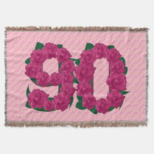 90 cute pink rose flowers 90th birthday blanket
