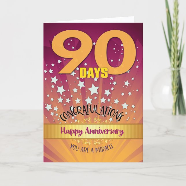 90 Day Recovery Anniversary Bold Numeral Card (Front)