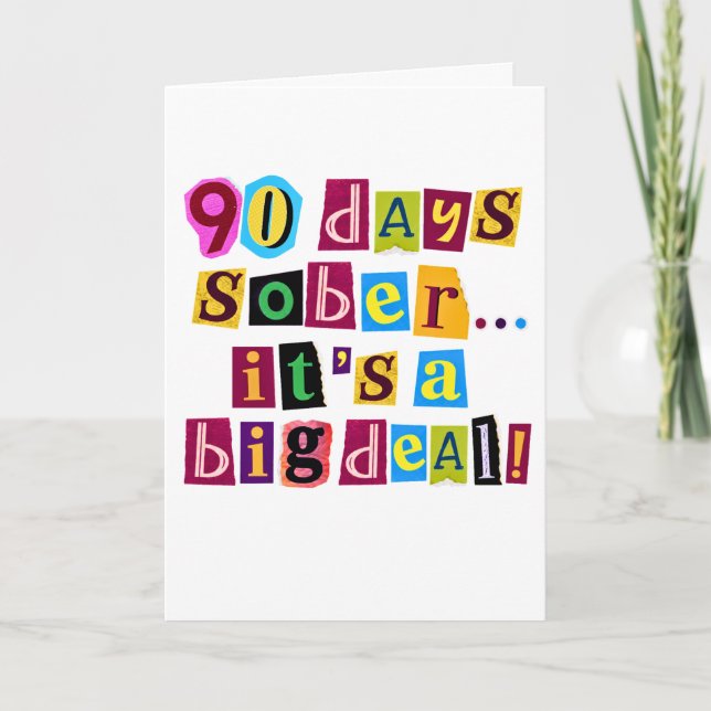 90 days sober card with envelope 5x7 (Front)