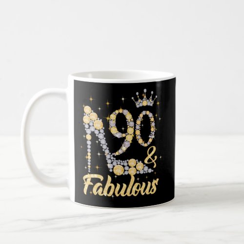 90 Fabulous 90 90Th Diamond Crown Shoes Coffee Mug
