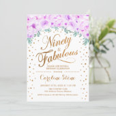 90 Fabulous Birthday Party - White Gold Purple Invitation (Standing Front)