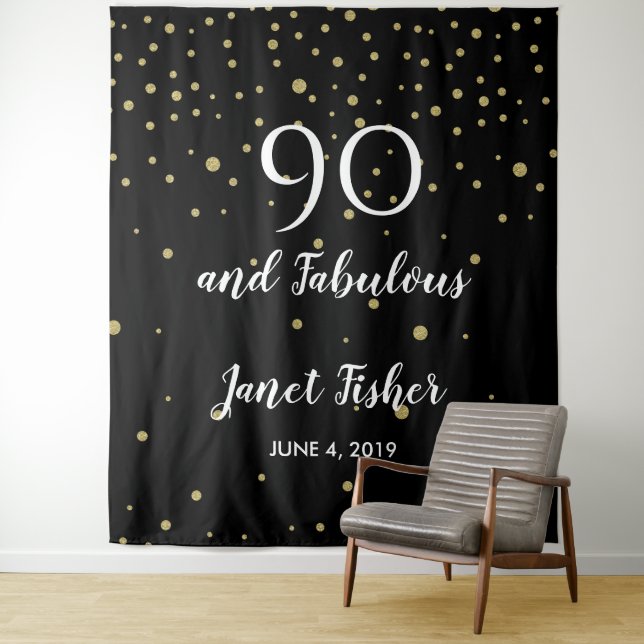 90 & Fabulous birthday Photo Booth backdrop banner (In Situ)