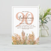 90 Fabulous Pampas Grass on White Birthday Invitation (Standing Front)