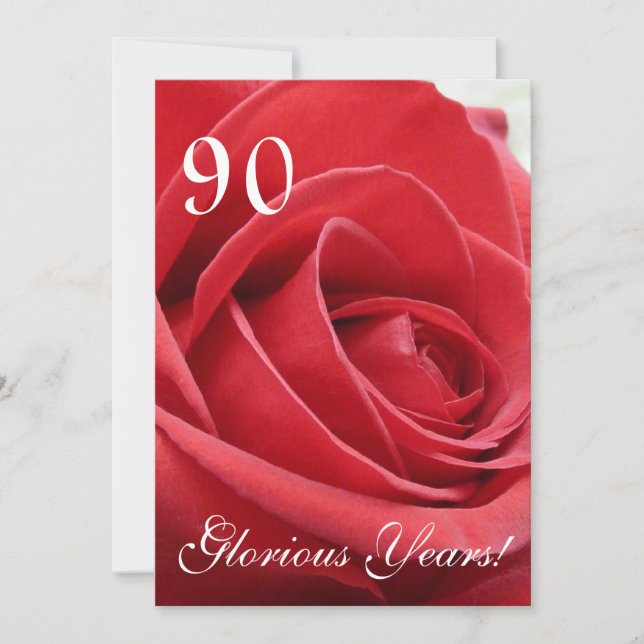 90 Glorious Years!-Birthday Celebration Invitation (Front)