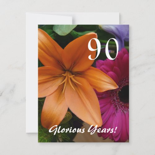90 Glorious Years!-Birthday Party/Orange Lily Personalized Invites