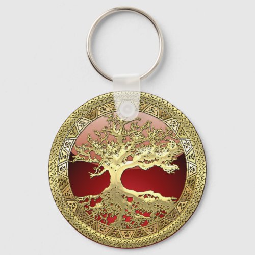 90 Golden Celtic Tree of Life 3D Keychain