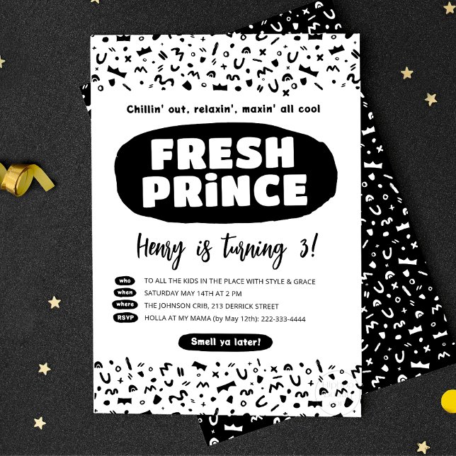 90 Hip Hop Birthday, Fresh Prince Rap Party Invitation Postcard (Creator Uploaded)