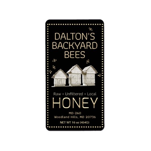 90 Labels Backyard Hive Honey Little Bees on Black