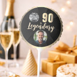 90 & Legendary 2 Photos 90th Birthday Gold Balloon<br><div class="desc">90 & Legendary 2 Photos 90th Birthday Gold Metallic Balloon for Him with 2 Photos. Celebrate his milestone in bold style with this “90 & Legendary” 90th birthday party balloon. Designed with a strong masculine look in gold metallic effects (printed, not real foil) on a black background, this balloon is...</div>