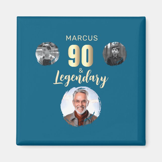 90 Legendary 3 Photos Gold 90th Birthday  Magnet (Front)