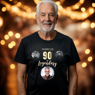 90 & Legendary 3 Photos Gold 90th Birthday Tri-Blend Shirt