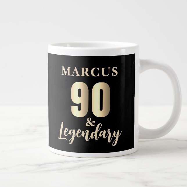 90 & Legendary Gold 90th Birthday  Giant Coffee Mug (Right)