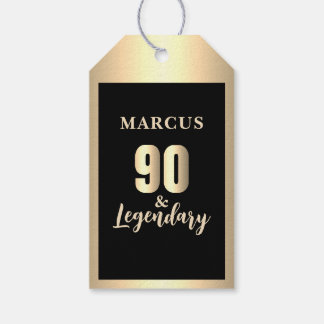 90 & Legendary Gold 90th Birthday Gift Tags