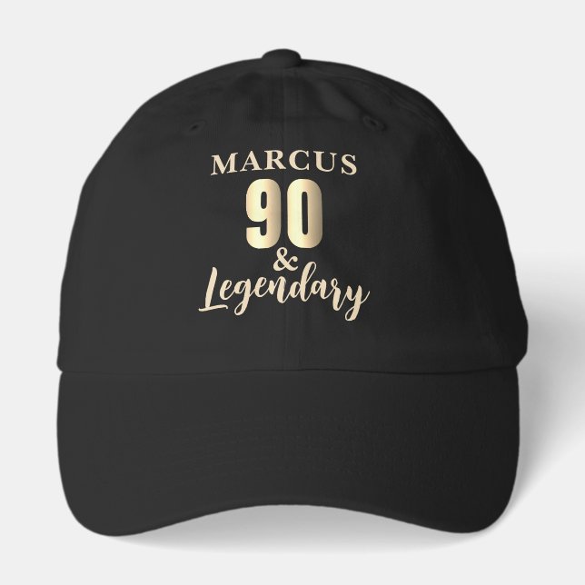 90 & Legendary Gold 90th Birthday  Hat (Front)