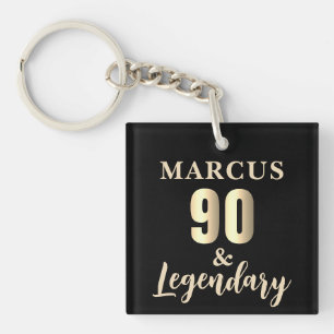 90 & Legendary Gold 90th Birthday Keychain