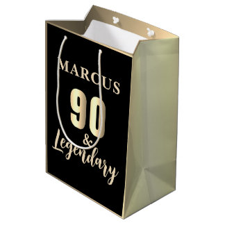 90 & Legendary Gold 90th Birthday Medium Gift Bag