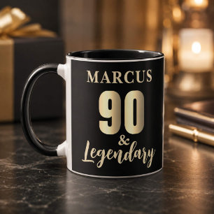 90 & Legendary Gold 90th Birthday Mug