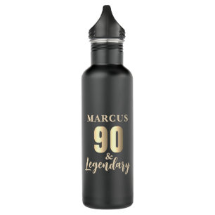 90 & Legendary Gold 90th Birthday Stainless Steel Water Bottle