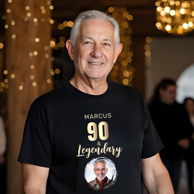 90 & Legendary Gold Photo 90th Birthday  Tri-Blend Shirt (Creator Uploaded)