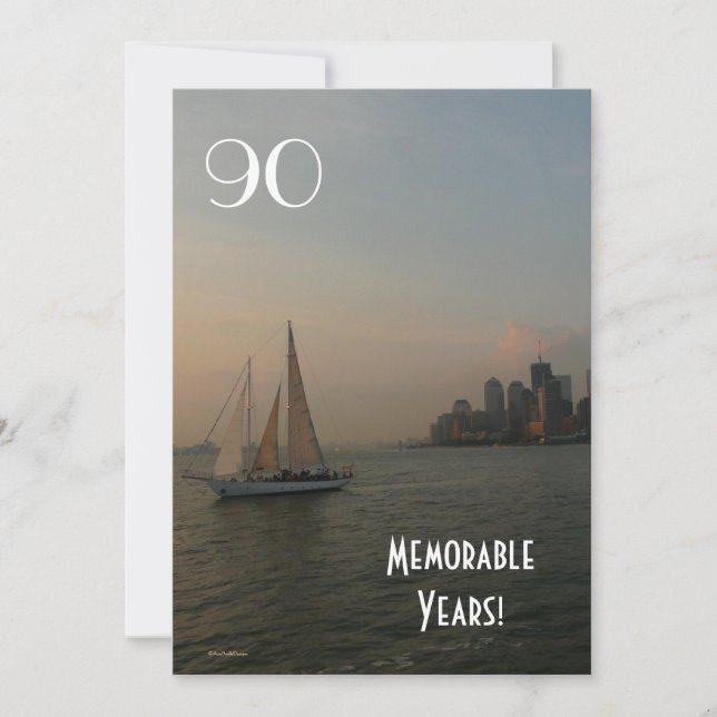 90 Memorable Years/Birthday Celebration/Sailboat Invitation (Front)