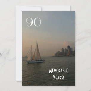 90 Memorable Years/Birthday Celebration/Sailboat Invitation