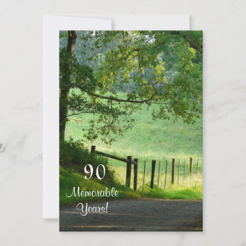 90 Memorable Years/Landscape-Birthday/Male Personalized Invitations
