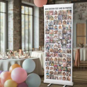90 Photo Collage - 6 Across 15 Up Pics in Grid Retractable Banner