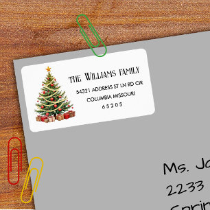 90 Pretty Christmas Tree Return Address Label