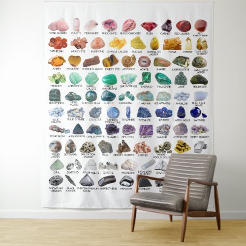 90 Rainbow Rocks Crystal Collection Wall Hanging Tapestry