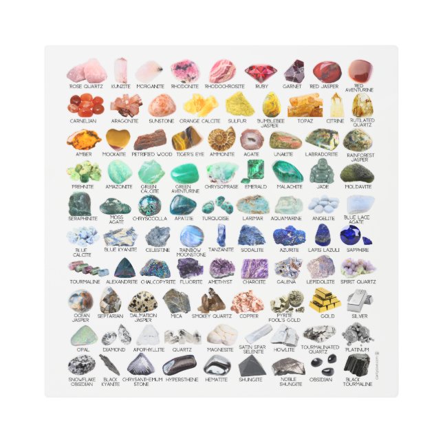 90 Rainbow Rocks Crystal Gem Mineral Collection Metal Print (Front)