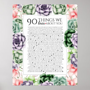 90 reasons we love you, 45 Reasons, 60th birthday, Poster