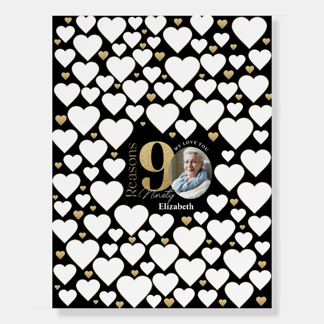 90 Reasons We Love You Black Gold Board (Front)