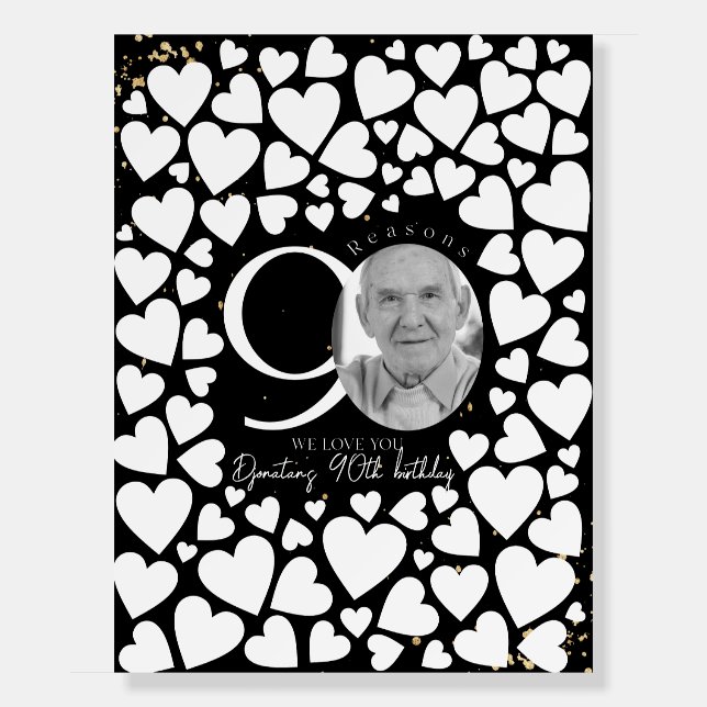 90 Reasons We Love You Gold Black Board (Front)