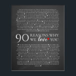 90 reasons why we love you 80th 60th birthday 40th acrylic print<br><div class="desc">designed by The Arty Apples Limited</div>