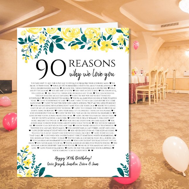 90 Reasons Why We Love You Giant Card | Personaliz (Creator Uploaded)