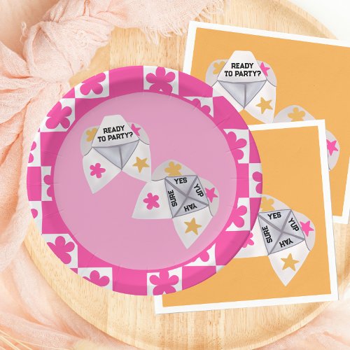 90s Cootie Catcher Preppy Party Paper Plates