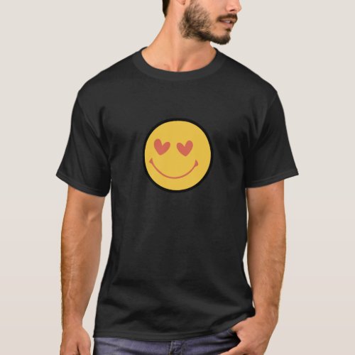 90s happy smiley face with heart eyes T_Shirt
