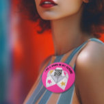 90’s Party Hot Pink Buy A Drink QR Code Button<br><div class="desc">With a fun 90s cootie catcher fortune teller graphic,  these buttons are perfect for getting the birthday girl some drinks! Link the QR code to a digital wallet or website to send and receive money.</div>