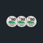 90 & Still on Par Funny Personalized 90th Birthday Golf Ball Marker<br><div class="desc">Celebrate a golfer’s 90th birthday in style with this humorous and personalized golf ball marker! Featuring a funny design that adds a playful touch to their game, this marker can be customized with a name or special message. Perfect for golfers who love to hit the greens and enjoy a good...</div>
