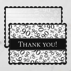 90 "Thank you!" Black/White Number Pattern Thank You Card