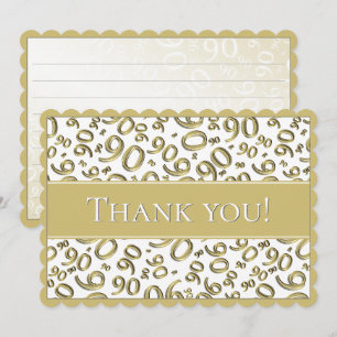 90 "Thank you!" Gold/White Number Pattern Thank You Card