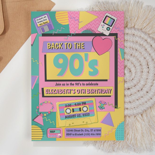 90' Theme Birthday Party Invitation (Creator Uploaded)