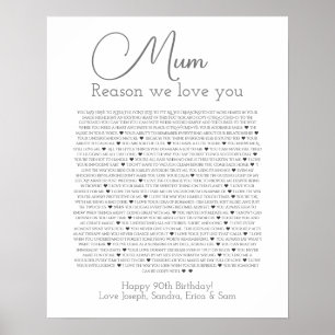 90 things we love about you poster