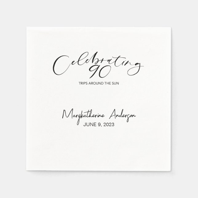 90 Trips Around the Sun Birthday Party  Napkins (Front)