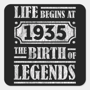 90 Year Old 1935 Birth Of Legend 90th Birthday Square Sticker