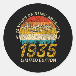 90 Year Old Bday 1935 Awesome 90th Birthday Gift Classic Round Sticker