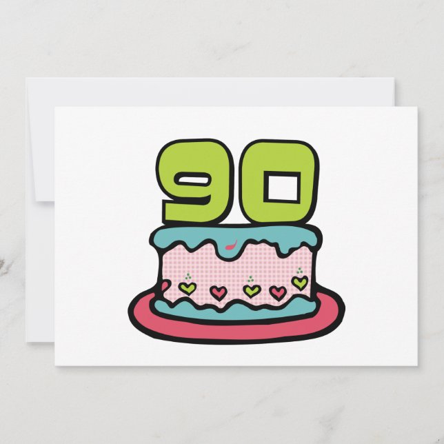 90 Year Old Birthday Cake Card (Front)